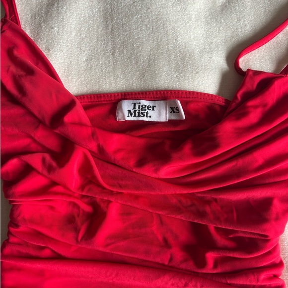 Red Ruched Mini Dress - Picture 2 of 2